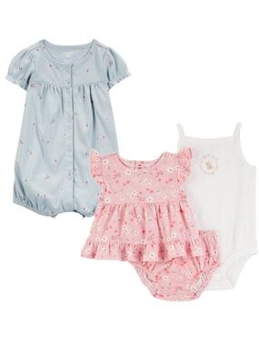 Carters Baby Girl Romper & 3 Piece Set Size 9 mo